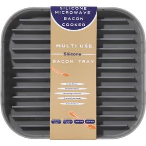 Silicone Bacon Cooker, 11X10inches Bacon Tray for Microwave