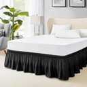 FreshCulture Full Bed Skirt, Elastic Wrap Around Bed Skirt Full Bed, Easy Fit with 22-Inch Tailored Drop, Hotel Quality Dust Ruffle for Full Size Bed, Bed Skirt Full Size (Black)