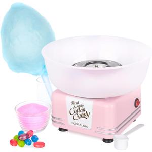 Nostalgia Countertop Cotton Candy Machine Use Normal or Sugar-Free Candy or Flossing Sugar Includes 2 Reusable Cones and Measuring Scoop Pink