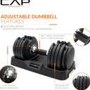 CAP ADJUSTABELL Adjustable Dumbbell Set, Premium Quick Select Adjustable Weights for Strength Training, Singles 55LBS