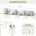 Chrome Light Fixtures, 4 Light Bathroom Vanity Light with Clear Glass Shade, 30 in Modern Vanity Light, Bathroom Lighting Fixtures Over Mirror for Living Room