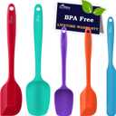 HOTEC Heat Resistant 600 Food Grade Silicone Rubber Spatula Set for Baking, Cooking, and Mixing Non Stick Dishwasher Safe BPA-Free Multicolor Set of 5