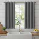 BONZER 100% Blackout Curtains 4 Panels - Full Light Blocking Small Window Drapes with Black Backing, Single Layer Privacy Protection Room Darkening Curtain for Bedroom, Living Room, 54 x 54 Inch, Grey