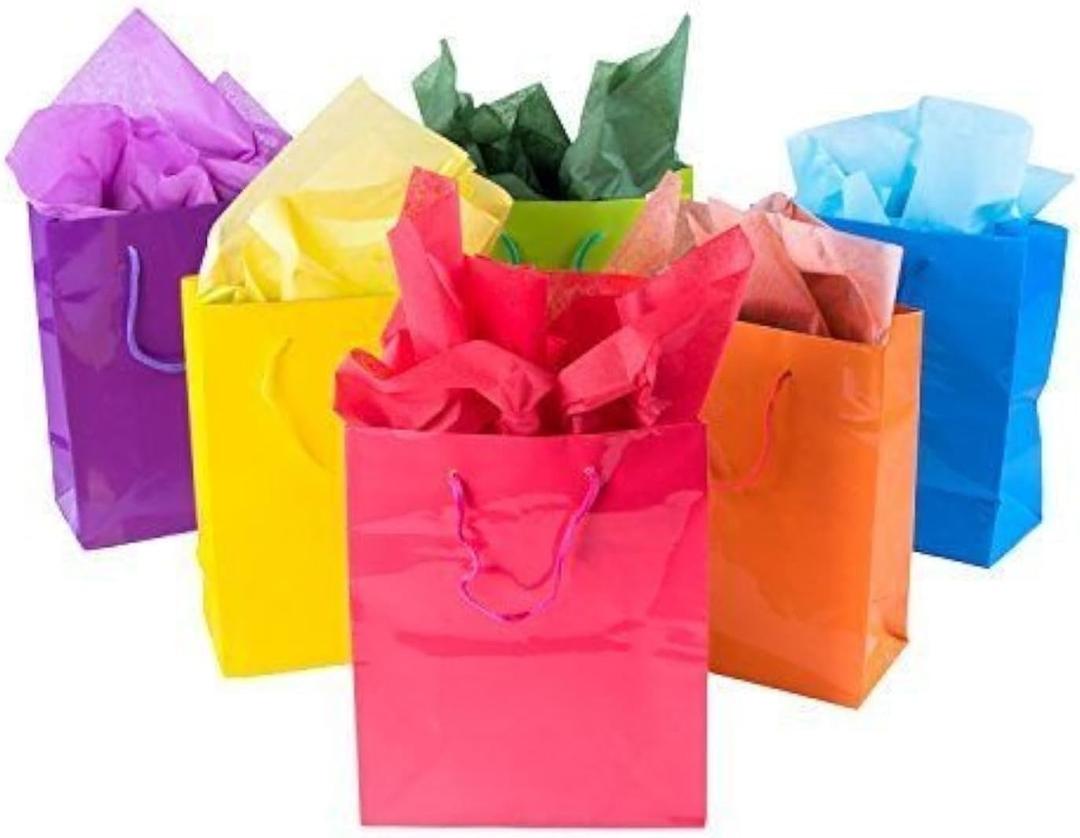Adorox 12 Assorted (13" h x 10" w x 4 1/2" d) Bright Neon Colored Party Present Paper Gift Bags Christmasd Holidays Thanksgiving Easter Halloween Mothers Day All Occasion