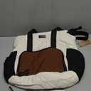 Puffer Lunch Tote Bag for Women, 15.6 Inch Laptop Work Bag with Insulated Lunch Compartment & Large Cup Holder, Lightweight Quilted Puffy Lunch Box Purse for Teacher Nurse Travel Office Daily School (Cream-Brown-Black)