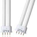 (2PACK) FLS/E9W Luminous Bulb,Replacement for Camping Lantern Bulb,4 Pin 2G7 Base,5.5 inch Special Size,6400K