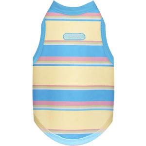 Touchdog Dog Cooling Shirt, Breathable Sleeveless Dog Shirts for Small Dogs, UPF 50+ Sun Protection Lightweight Quick-Dry Summer Vest Tank Top, Yellow Stripes,Size XL