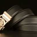 Numney Luxury Men Belts Black Leather 1.38 inch Width Designer Belts for Men,Used for Mens Dress Casual Adjustable Belt (Black)