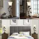 Set of 2 Touch Farmhouse Bedroom Table Lamps, Nightstand Vintage Flower Lamps with 2 USB Ports, 3 Way Dimmable Leaf Lamp for Living Room with White Glass Shades, Bulbs Included