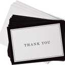 Hill Valley Greetings Black Formal Thank You Cards with Border - 48 Classic Note Cards with Envelopes - Perfect for Business Professionals & Special Events