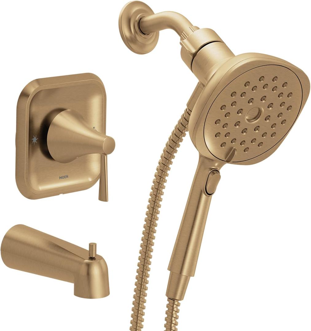 Moen 82022BZG Ronan Tub & Shower System, Bronzed Gold (Cosmetic damage scratches)
