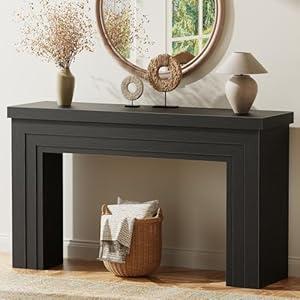 Huuger 54 Inch Entryway Table, Retangular Console Table with Storage, Farmhouse Sofa Table Behind The Couch, Long for Entrance, Hallway, Foyer, Living Room, Black 11.8"D x 54"W x 31.5"H