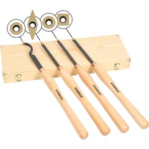 20" Full Size 4 PCS Carbide Wood Lathe Turning Tool Set, Carbide Wood Lathe Chisel Set, Carbide Lathe Turning Tool, Carbide Turning Tool (20INCH 4PCS)