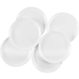 Dinner Plates Set of 6, 10 inch Tempered Glass Salad Plates Set Scratch Resistant, Kitchen White Plates for Serving Dishes, Microwave & Dishwasher Safe