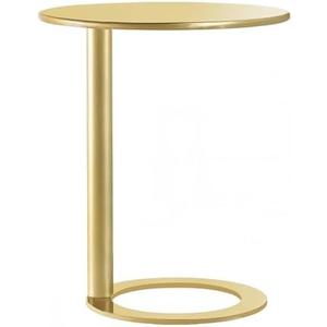 Modern C-Shaped Round Side Table for Living Room, Bedroom, and Office – Metal Coffee, and Bedside Table(Gold,18.9 * 18.9 * 27.2in)