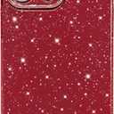 Hython Case for iPhone 14 Pro Max Case Glitter Cute Sparkly Shiny Bling Sparkle Phone Cases 6.7", Thin Slim Fit Soft TPU Bumper Shockproof Rubber Protective Cover for Women Girls Girly, Red