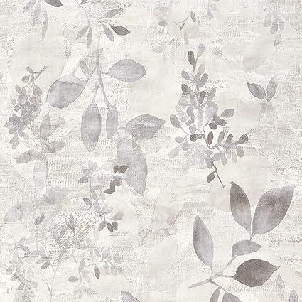 GaliGali Peel and Stick Wallpaper, Grey Floral Wall Paper, Self-Adhesive Wallpaper Peel and Stick Removable Vinyl Waterproof Contact Paper for Home Decor, 17.3" x 393 ", No.5198-10