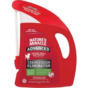 Nature’s Miracle Advanced Stain & Odor Eliminator For Dogs With Flip & Go Sprayer, 64 Ounces, Enzymatic Formula For Severe Dog Messes Including Urine, Feces, Diarrhea And Vomit Stains And Odors