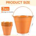 OBTANIM 7 Pack Orange Metal Buckets with Handle Galvanized Ice Pails for Plants, Succulents, Party Favors Organizing, Rustic Home Decor or Classrooms Pencil Storage (9.1 x 6.7 inch)