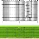 15 Panels No Dig Decorative Garden Fence with Gate for Yard, 32 in(H) X 35.4 ft(L) Animal Barrier Fencing for Outdoor Dog, Metal Portable Garden Fences for Borders, Pets, Landscape, Temporary Fence (15 Panels-35.4 ft(L) X 32 in(H) with Gate)