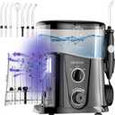 Water Dental Flosser for Teeth Cleaning with 1000ML Large Capacity and UV Storage, 10 Adjustable Pressure Electric Oral Irrigator with 7 Jet Tips, Gifts for Dental Health Seekers (Black)