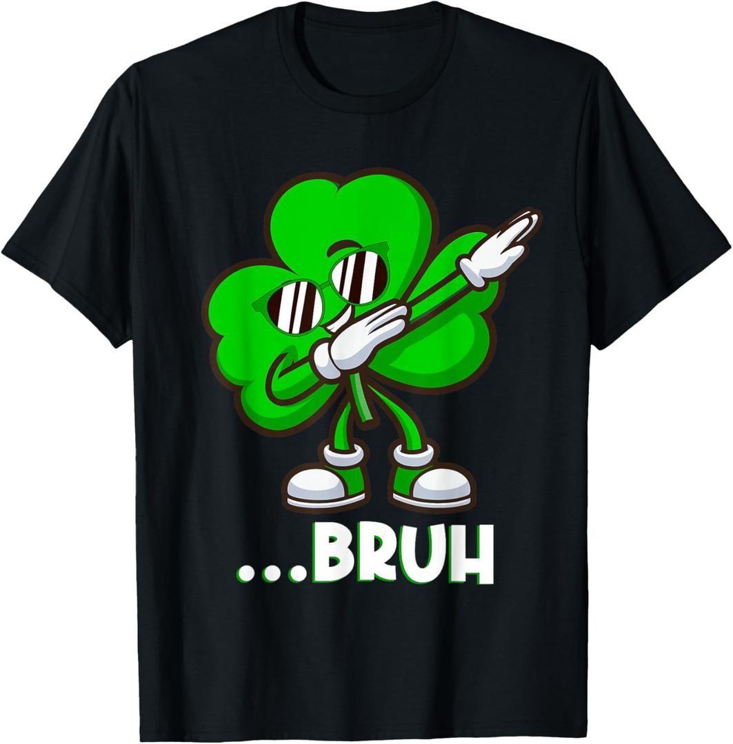 Bruh Dabbing Shamrock - Funny St Patricks Day Teens Boys T-Shirt, Size XS
