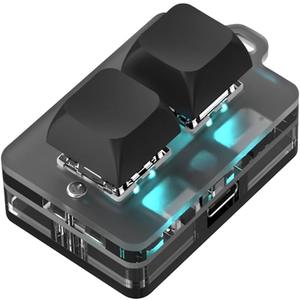 USB 2-Key Mini Keypad, Support Programming Macro and Software Blue Switch Custom Keyboard with RGB Light, Support Bluetooth and USB C Connection