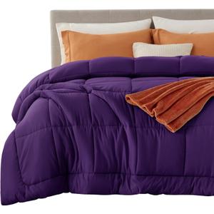 Bedsure Comforter Duvet Insert - Quilted Comforters Cal King Size, All Season Duvet, GentleSoft Down Alternative Bedding Blanket, with 8 Tabs, Gifts for Women/Men, Purple, California King 96X102 Inch