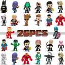 DLOCVN Mini Superhero Toys, 26PCS Minifigures Small Action Figures Superhero Party Birthday Decorations for Kids Christmas Stocking, Easter Eggs Cake Toppers Collectibles