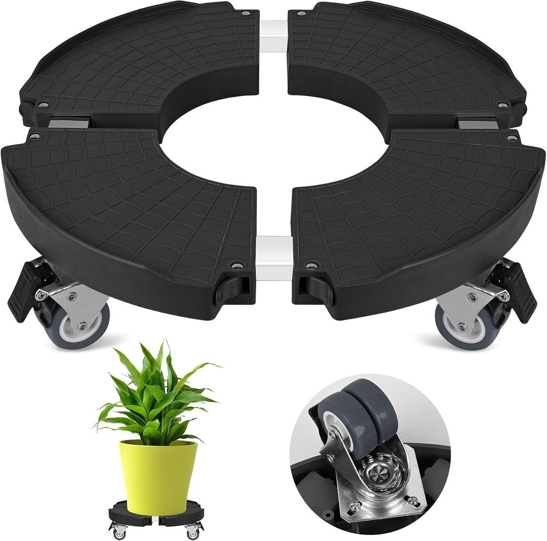 Plant Caddy Stand with 360° Wheels Adjustable 15-22 Inch Rolling Plant Stand Heavy Duty Large Plant Cart Dolly with Casters 440lbs Capacity for Large Planter, Garden Pot, Flower Pot, Black, 1 Pack