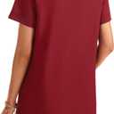 Rooscier Women's Button Down Collared Neck Side Pockets Short Sleeves Casual Mini Dress (Medium)