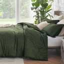 Bedsure Green Comforter Set Queen - Soft Bedding for All Seasons, Cationic Dyed Bed Set, 3 Pieces, 1 Queen Size Comforter (90"x90") and 2 Pillow Shams (20"x26"+2")