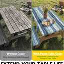 Picnic Table Cover with Bench Covers Waterproof Elastic Rectangle Furniture Fitted Tablecloth Table Cloth Glamping Camp Camper Camping Essentials Outdoor Road Trip Rv Car Travel Vacation Canping Gear