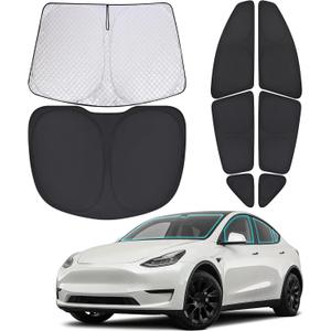 XCBYT 2020-2024 Model Y Full Coverage Window Shades | 6-Layer Blackout Insulated Sun & UV Protection | Custom Fit Privacy Covers for Camping, Sleeping & Car Living (8 PCS)
