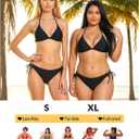 Zmart String Tie Side Bikini Bottoms - Women Full Coverage Swimsuit Bottom Mid Rise Mid Waist Swim Bathing Suit Bottom (Black, M)