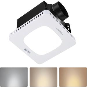 VEVOR Bathroom Exhaust Fan with LED Light, 110 CFM Bathroom Vent Three Gear Color Temp, 1.5 Sones Low-Noise, Premium AC Motor Ceiling Fan for Laundry Room, Storage Room, Home Ventilation, White