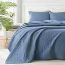 Homelike Moment California King Quilt Bedding Set, Bedspreads Cal King Size Lightweight Blue Quilts Set Soft Coverlet for All Season (05-diamond Blue)