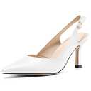 Rilista Women's Slingback Kitten Heels Closed Pointed Toe Backless Wedding Party Dress Pumps Shoes 8, White 