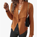 PRETTYGARDEN Women's Faux Suede Jackets 2026 Fashion Fall Clothes Long Sleeve Open Front Cropped Coat Outwear, M