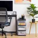 IRIS USA Plastic Drawer Storage Organizer, 3-Drawers, 1-Pack, for Classroom Art Craft Supplies, Bathroom Bedroom, Laundry Room, Black/Clear