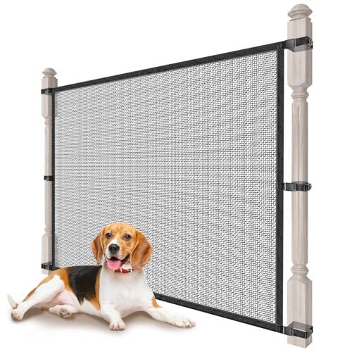 Dog Pet Mesh Gate Stairs - Baby Safety Barrier Gates for Stairway - No Drilling Puppy Gates for Indoor - Banister to Banister Baby Gates for Stairs 44"×46"×32"