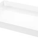 White Rectangular 14x20 Inches Acrylic Ottoman Tray Decorative Serving Tray with Cutout Handles Organizer Tray on Coffee Table Countertop Big Breakfast Bed Tray Living Room Appetizer Serving Food