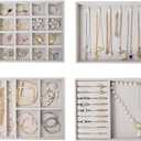 ProCase Stackable Jewelry Organizer Trays for Drawers, Jewelry Drawer Inserts Container Display Case Storage for Earring Necklace Rings Bracelet with Removable Dividers -Grey, 4 Layers
