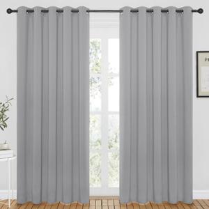 NICETOWN Blackout Curtain Drape 84 inches Length - Light Reducing Thermal Insulated Solid Grommet Blackout Window Treatment for Living Room (Silver Grey, 1 Piece, W66 x L84) (66"W x 84"L (Pack of 1))