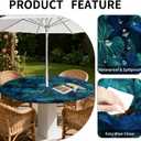 Round Outdoor Tablecloth with Zipper and Umbrella Hole, Fitted Table Cloth with Elastic, Oil Waterproof Tablecover for Patio Picnic Camping Garden Fits 32"-36" Round Table, Palm Tree