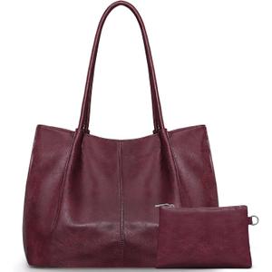 Large Tote Bag for Women Work Vegan Leather 16L Ladies Handbags Womens Big Purses Shoulder for Travel (C4-dark Red)