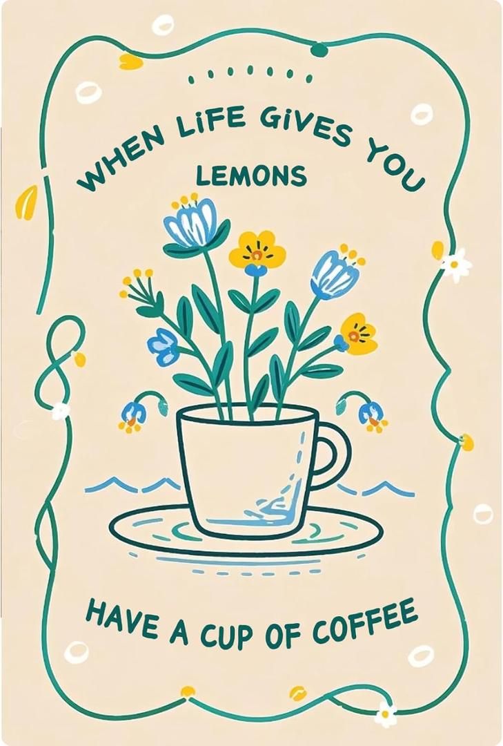 Metal Tin Signs Decorative for Coffee Lover Posters Wall Art Vintage Rustic Plaque Adorable Decor Indoor Outdoor Accent for Home Cafes Office Store Pubs Club 8x12 inch - Style 2