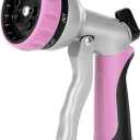 RESTMO Garden Hose Nozzle, Heavy Duty Metal Water Hose Nozzle with 7 Adjustable Spray Patterns, High Pressure Hand Sprayer with Flow Control, Best for Watering Plant & Lawn, Washing Car & Pet, Pink