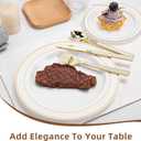 200PCS White Plastic Plates with Gold Rim, Disposable Heavy Duty Plastic Plate, 100 Dinner and 100 Dessert Plates for Party and Wedding