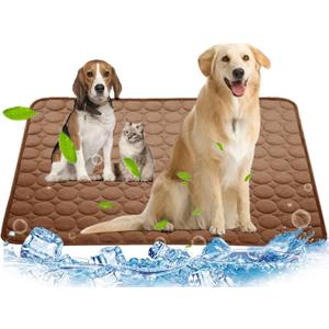 Dog Cooling Mat, Pet Cooling Mat for Dogs Cooling Blanket for Dogs Dog Cooling Pad for Kennels, Crates, Cars, Indoor & Outdoor Ice Silk Cooling Mat for Extra Large Dogs (Brown, XL(40 * 28"))